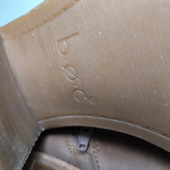 B.O.C. Finn Tan Caramel Faux Leather Chelsea Bootie Zip Stacked Block Heel W 6 - Picture 13 of 16